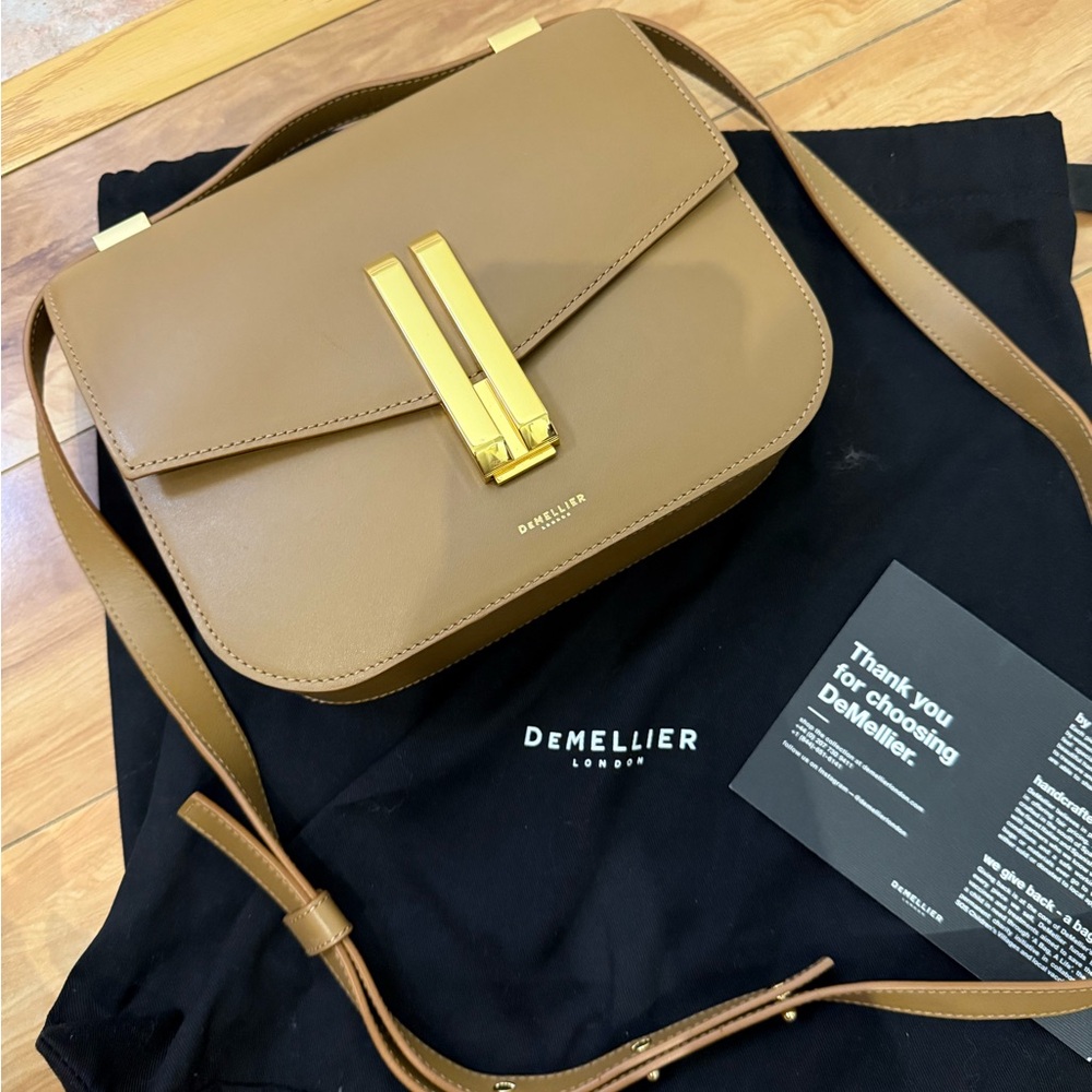 DeMellier Brown Crossbody Bag with Gold Accents